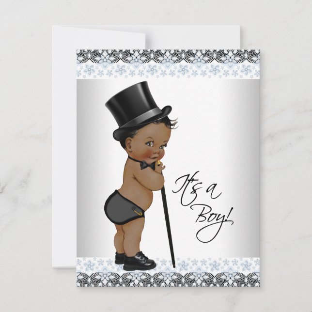 Little Man Ethnic Boy Baby Dusche Einladung (Vorderseite)