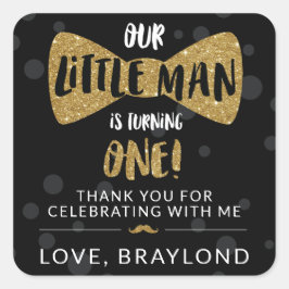 Little Man First Birthday Black and Gold Stickers