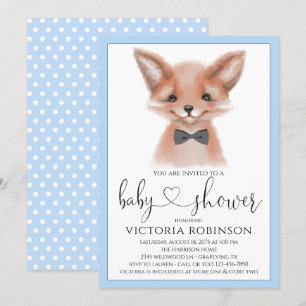 Little Man Fox Boy Woodland Babydusche Einladung