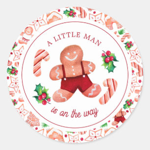Little Man Gingerbrew Weihnachtsdusche Runder Aufkleber