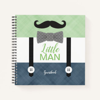 Little Man Green Marvy Baby Boy Dusche Gästebuch Notizbuch