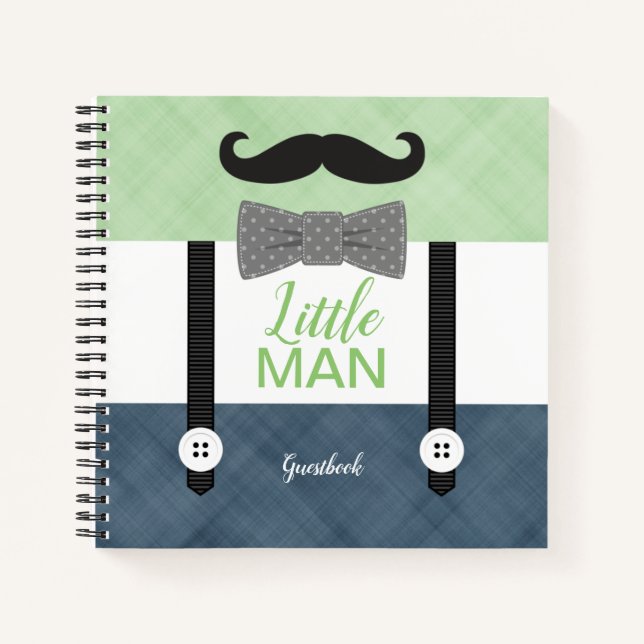 Little Man Green Marvy Baby Boy Dusche Gästebuch Notizbuch (Vorderseite)