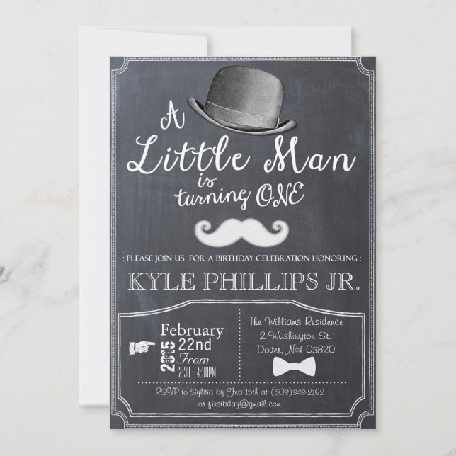 Little Man Lil Man 1er Anniversaire Invitation (Devant)