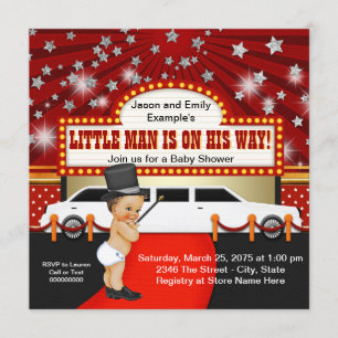 Little Man Limousine Filmstar Baby Shower Einladung