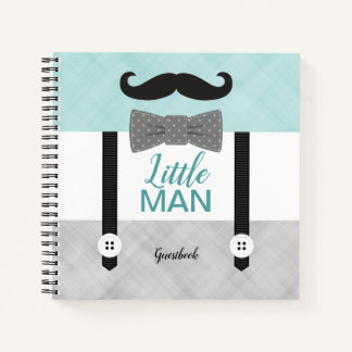 Little Man Mint Graue Babydusche Gästebuch Notizbuch