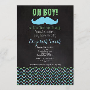 Little Man Mustache Babydusche Einladung Chalkb
