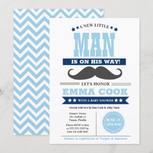 Little Man Mustache Bash Boy Baby Shower Einladung