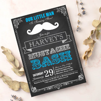 Little Man Mustache Bash zum Geburtstag Einladung