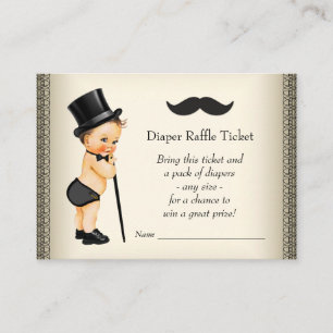 Little Man Mustache Boys Diaper Raffle Tickets Begleitkarte