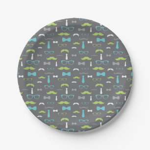 Little Man Paper Plate, Aquamarin, Limon, grau Pappteller