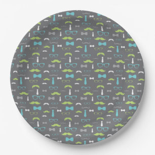 Little Man Paper Plate, Aquamarin, Limon, grau Pappteller