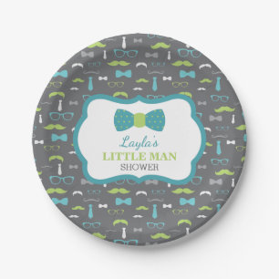 Little Man Paper Plate, Aquamarin, Limon, grau Pappteller