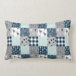 Little Man Patchwork - Minze, Marine und grau Lendenkissen