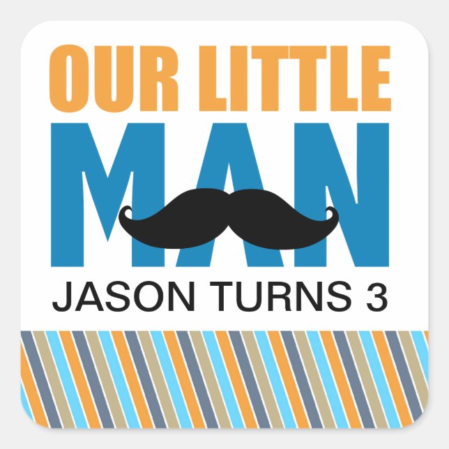 Little Man Square Sticker Labels (Vorderseite)