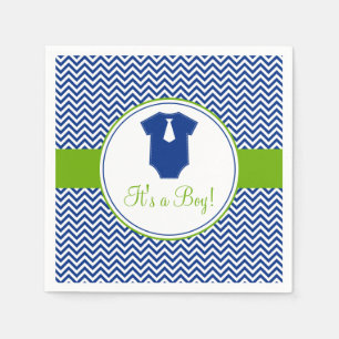 Little Man Zickzack Blue Green Baby Dusche Serviette