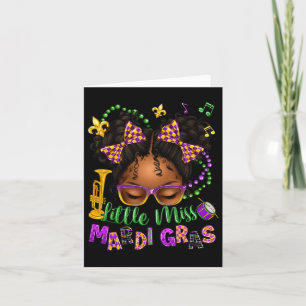 Little Mardi Gras Afro Messy Bun Girls Kinder N Karte