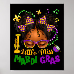 Little Mardi Gras Afro Messy Bun Girls Kinder N Poster