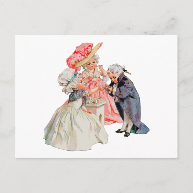 Little Martha Washingtons Tea-Party Einladungspostkarte (Vorderseite)