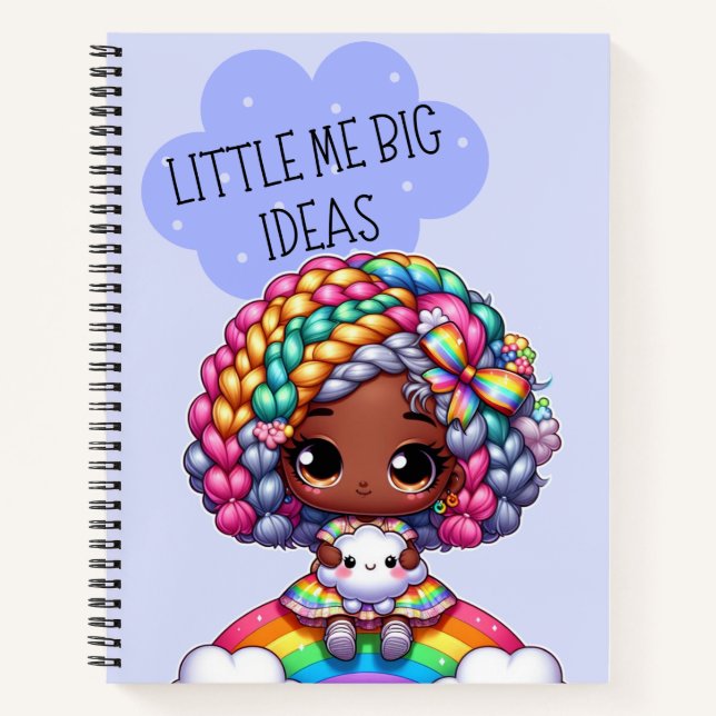Little Me Big Ideas - Niedlicher Chibi Girl Blue Notizbuch (Vorderseite)