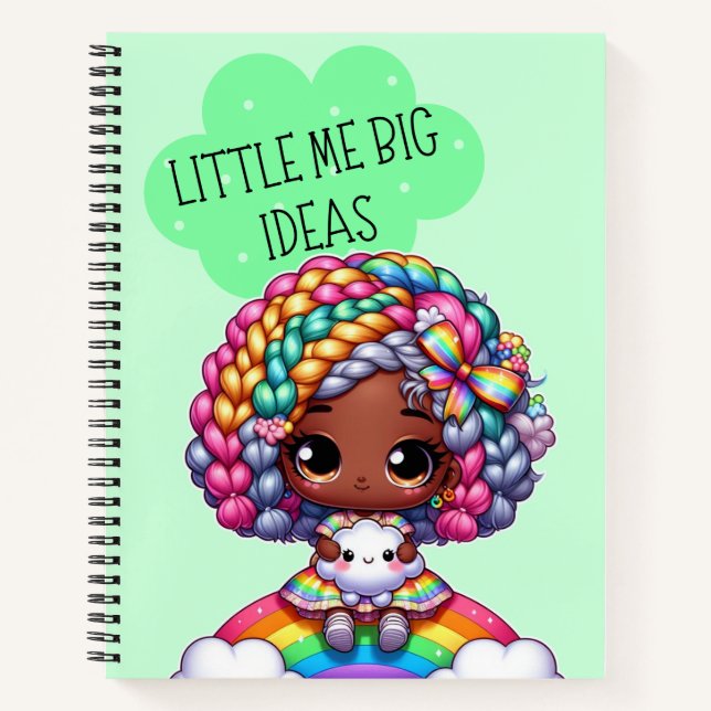 Little Me Big Ideas - Niedliches Chibi Girl Green Notizbuch (Vorderseite)