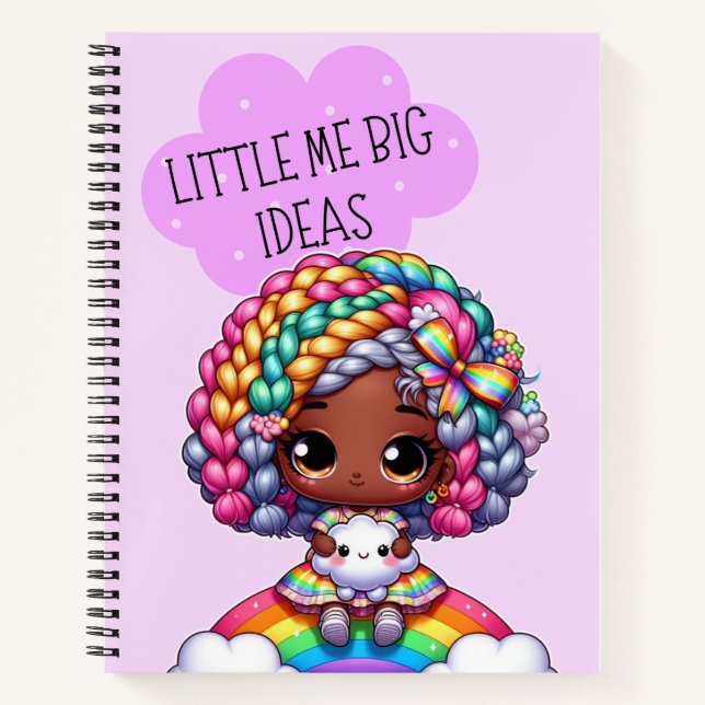 Little Me Big Ideas - Niedliches Chibi Girl Lila Notizbuch (Vorderseite)