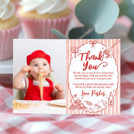 Little Meatball Pasta Birthday Party Photo Dankeskarte
