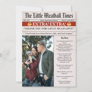 Little Meatball Zeitung Baby Shower Foto Dankeskarte