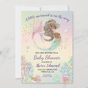 Little Mermaid African American Baby Shower Einladung