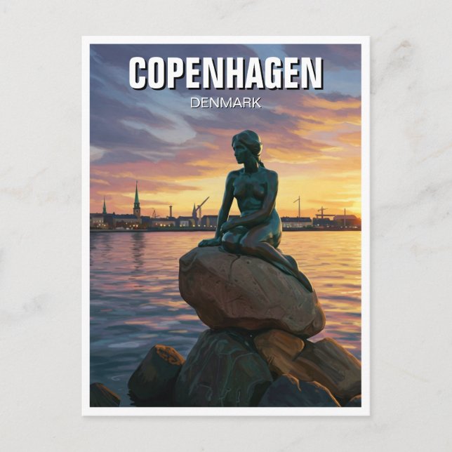 Little Mermaid Copenhagen Denmark Travel Postkarte (Vorderseite)
