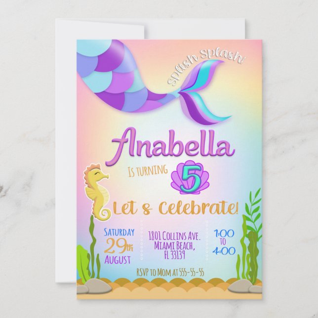 Little Mermaid, Einladung von Mermaid, (Vorderseite)