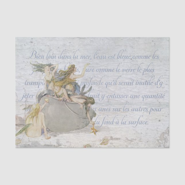 Little Mermaid Französisch Fantasie Dekoupage Vint Seidenpapier (Vorderseite)