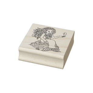 Little Mermaid mit Seepferd Gummi Briefmarke Gummistempel