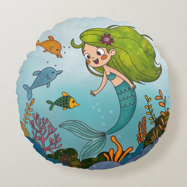 Little mermaid rundes kissen (Vorderseite)