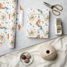 Little Mermaid und Blume Kinder Geschenkpapier