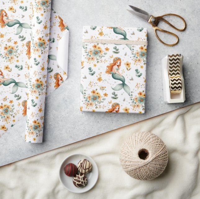 Little Mermaid und Blume Kinder Geschenkpapier (Kunsthandwerk)