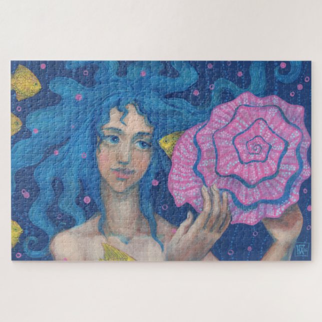 Little Mermaid, Underwater Fantasy Art, Pink Blue (Horizontal)