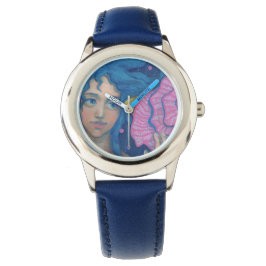 Little Mermaid, Underwater Fantasy Art, Pink Blue Armbanduhr