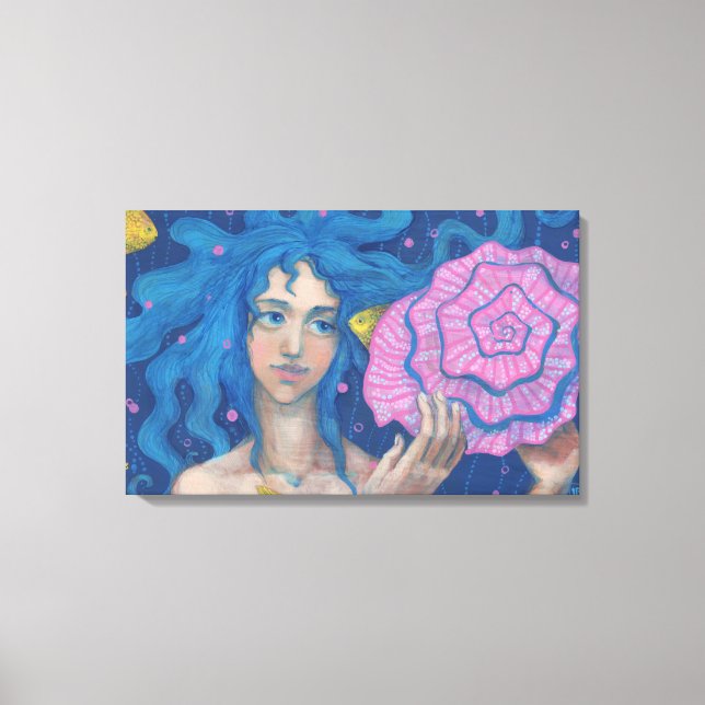 Little Mermaid, Underwater Fantasy Art, Pink Blue Leinwanddruck (Vorderseite)