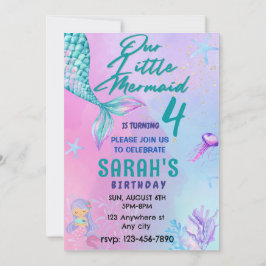 Little Mermaid, Watercolor Geburtstagspartei Einladung