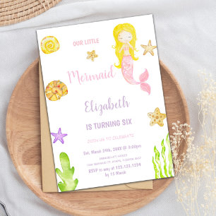 Little Mermaid zum Geburtstag Einladung