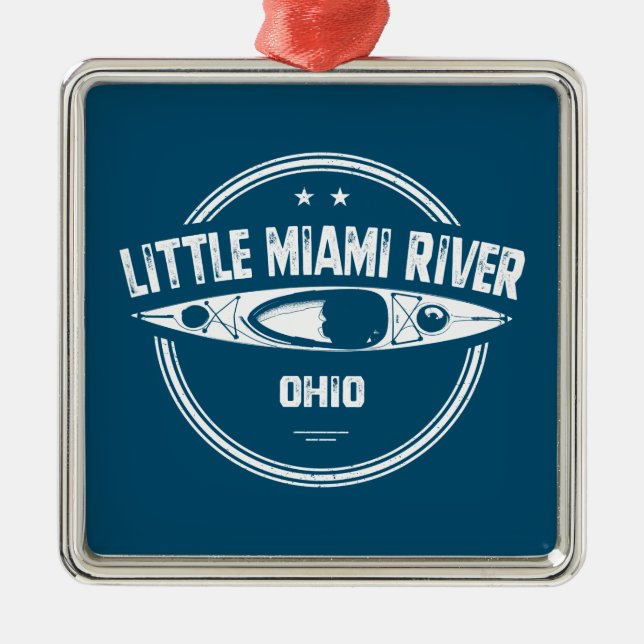 Little Miami River Ohio Kayaking Ornament Aus Metall (Vorne)