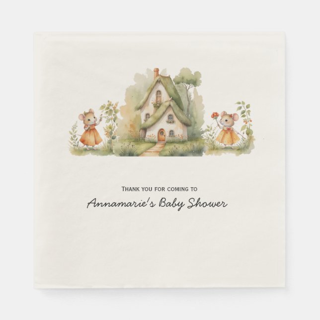 Little Mice Baby shower | Serviette en Papier (Devant)