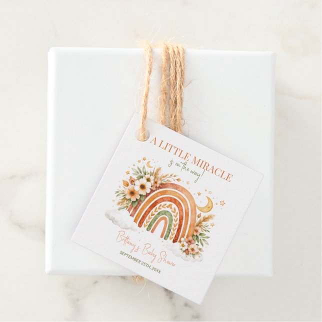 Little Miracle Boho Rainbow Baby Shower  Geschenkanhänger (Beispiel)