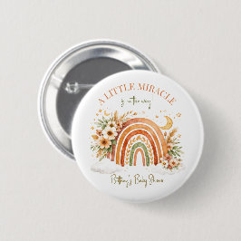 Little Miracle Is On The Way Rainbow Baby Shower  Button
