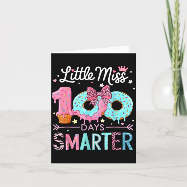 Little Miss 100 Days Smarter Kids Girls 100th Day  Karte (Vorderseite)