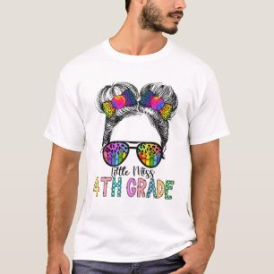 Little Miss 4th Grade Messy Bun Leopard zurück zu T-Shirt