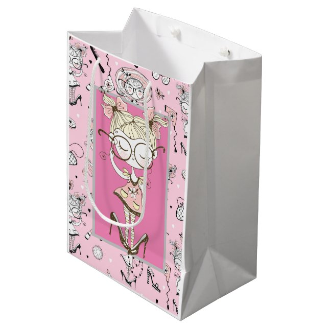 Little Miss Boss Girl Mittlere Geschenktüte (Vorderseite Schrägansicht)