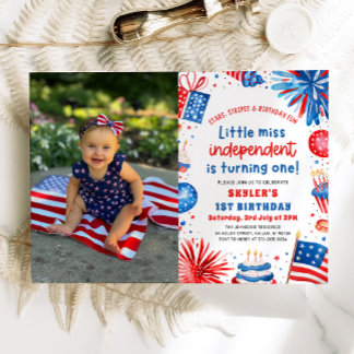 Little Miss Independent 4. Juli 1. Geburtstag Einladung