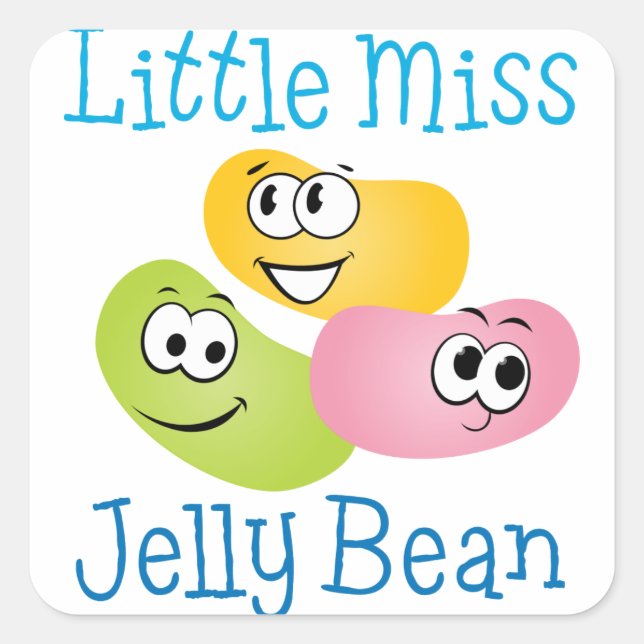 Little Miss Jelly Bean Quadratischer Aufkleber (Vorderseite)