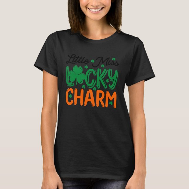 Little Miss Lucky Charm Clover Kleeblatt T-Shirt (Vorderseite)